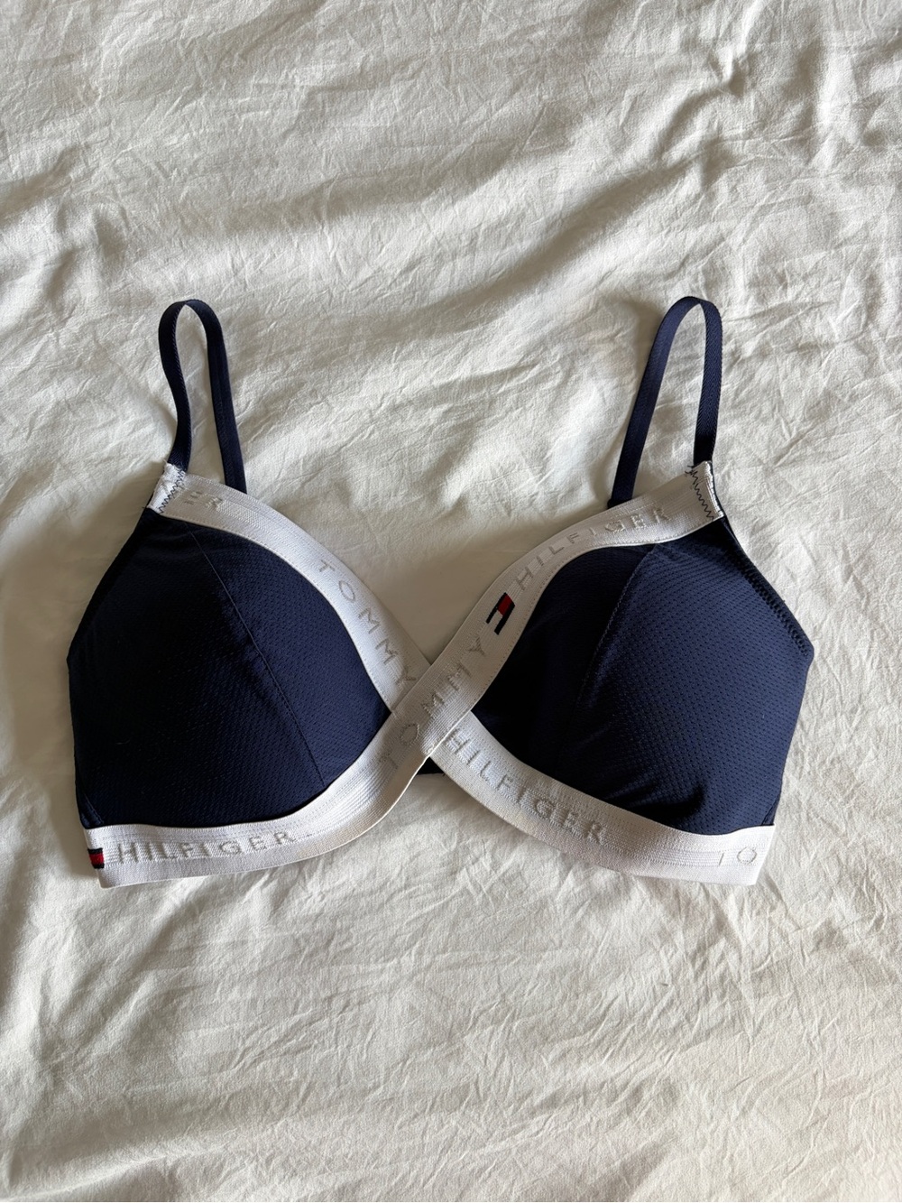 Tommy Hilfiger Navy & White Logo Band Bra